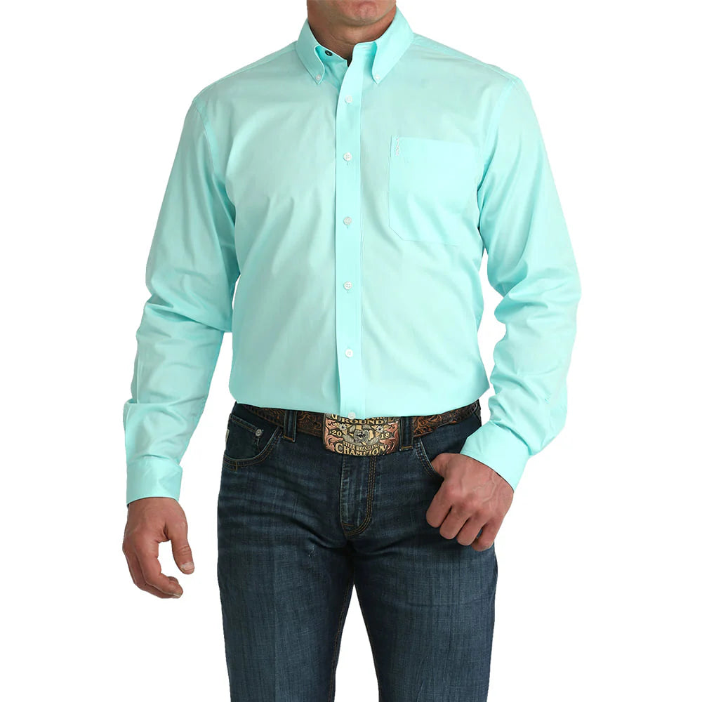 Men's Cinch Blue Modern Fit Long Sleeve Button Down Shirt MTW1347155 M