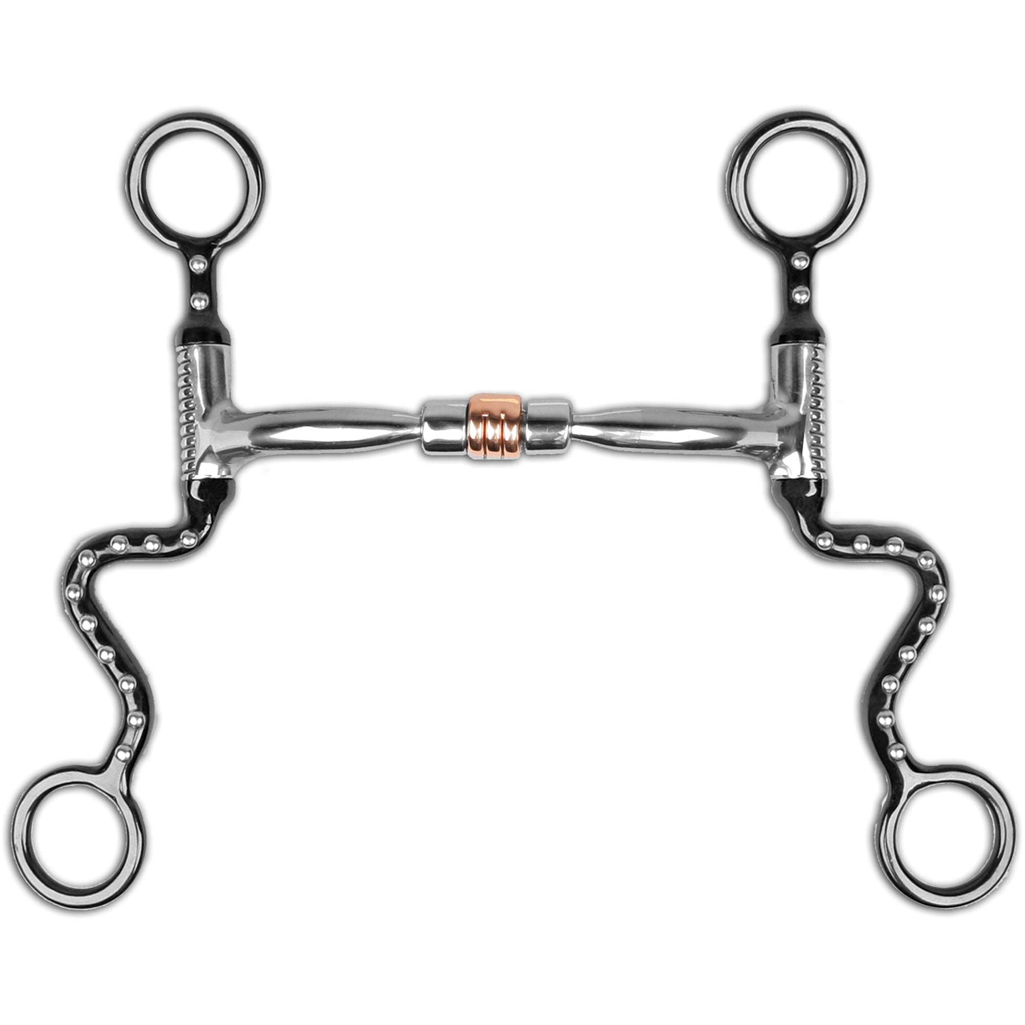 Black Steel Seven Shank with Comfort Snaffle with Copper Roller MB 03 89-13035