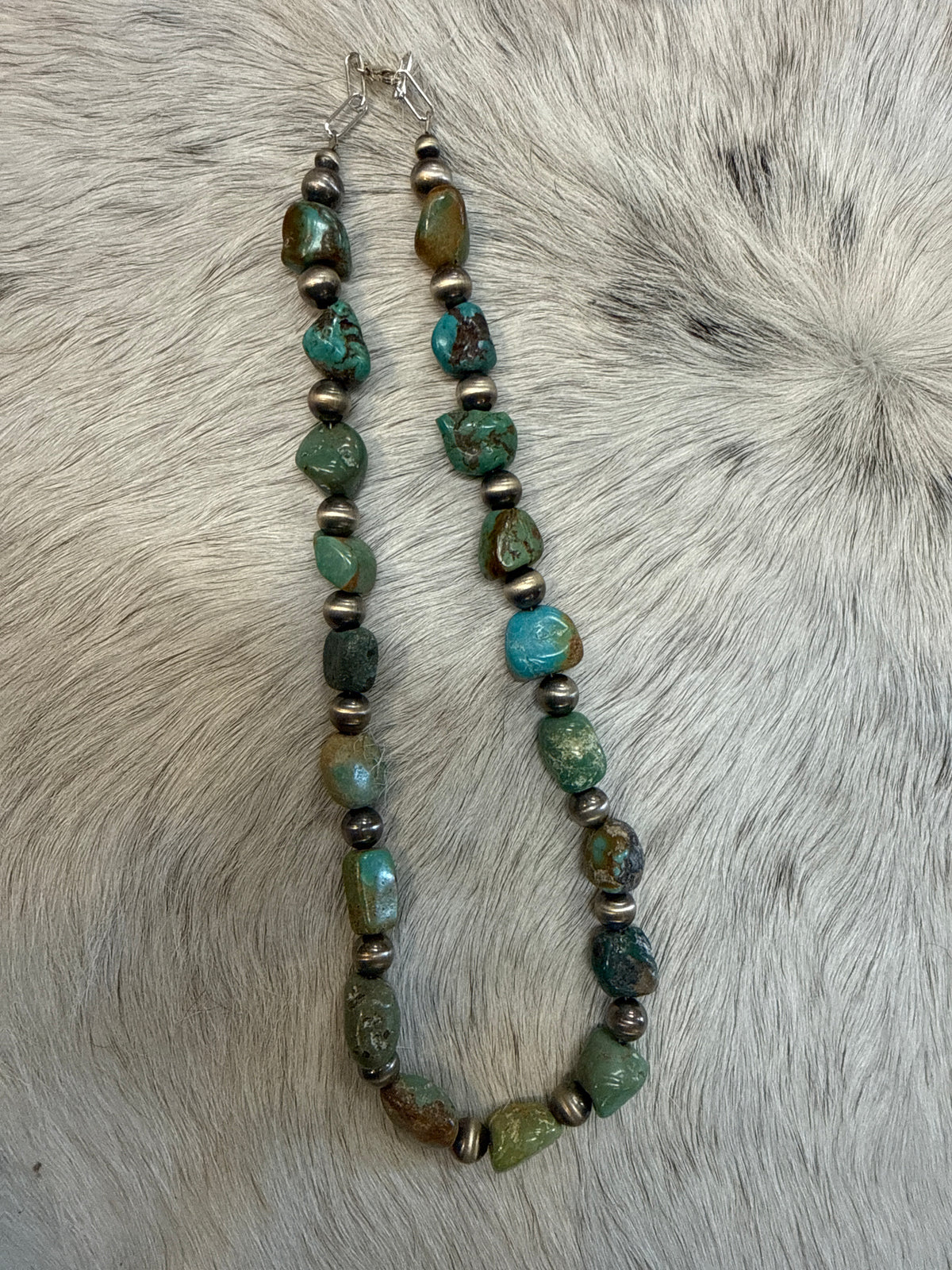18” Turquoise & Sterling Pearls 091160