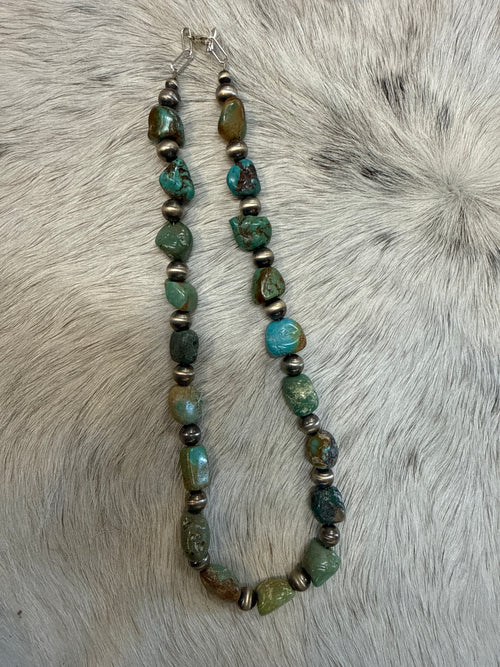 18” Turquoise & Sterling Pearls 091160