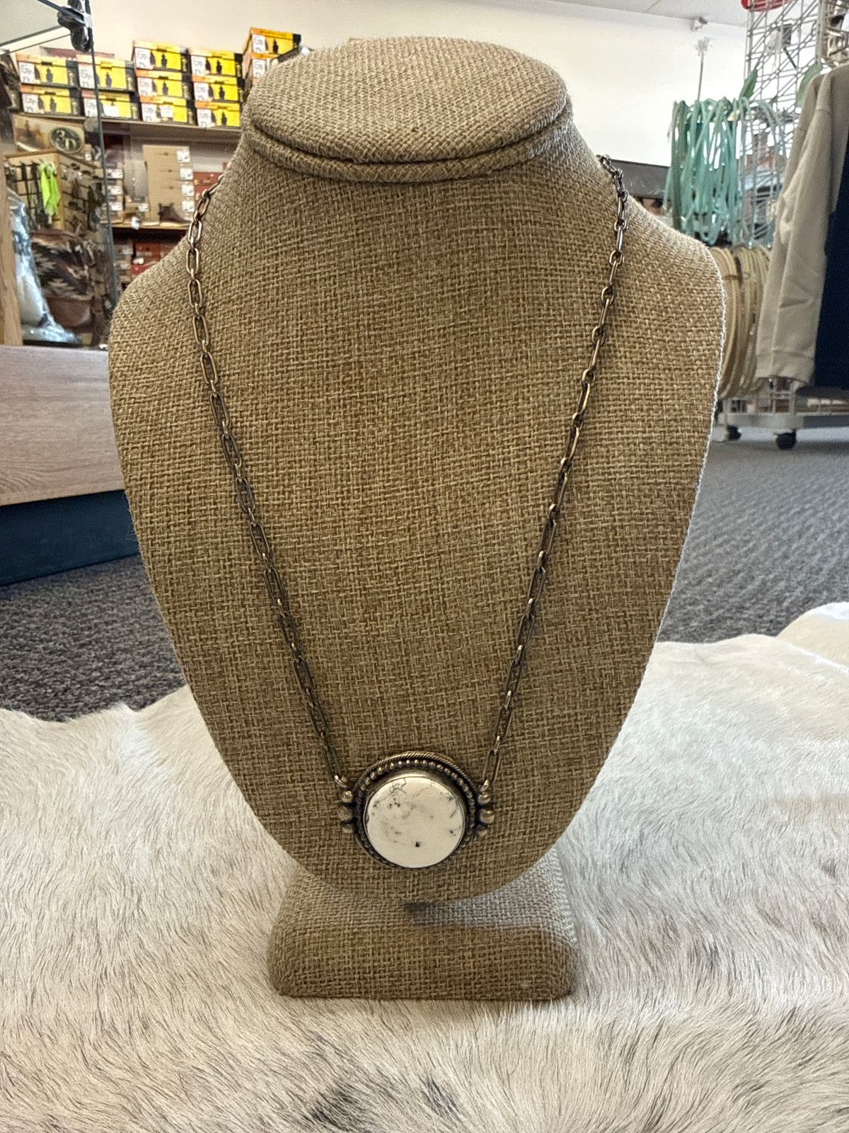 White Buffalo Circle Necklace 018430