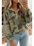 Western Print Fleece Pullover Casual Fit Sweatshirt P920