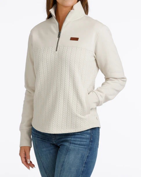 CINCH 1/4 ZIP CREAM KNIT PULLOVER LADIES MAK9936001