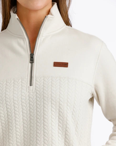 CINCH 1/4 ZIP CREAM KNIT PULLOVER LADIES MAK9936001