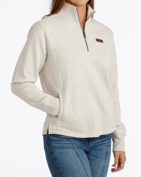 CINCH 1/4 ZIP CREAM KNIT PULLOVER LADIES MAK9936001