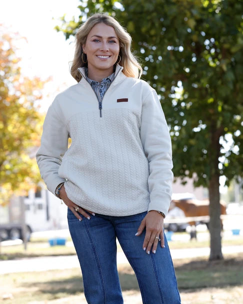 CINCH 1/4 ZIP CREAM KNIT PULLOVER LADIES MAK9936001