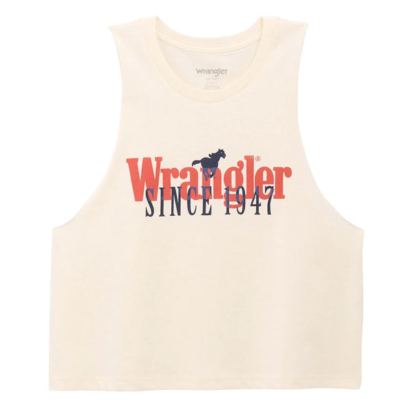 Wrangler Womens Graphic Festival Crop Tank Top Egret - 112375847