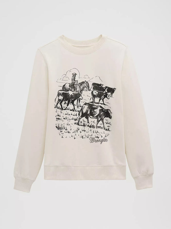 WOMEN'S CATTLE DRIVE GRAPHIC FLEECE REG PULLOVER 12379655