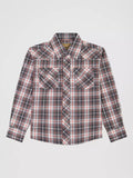 Boy's Wrangler Retro Black/Red Plaid Long Sleeve Snap Shirt 112381883