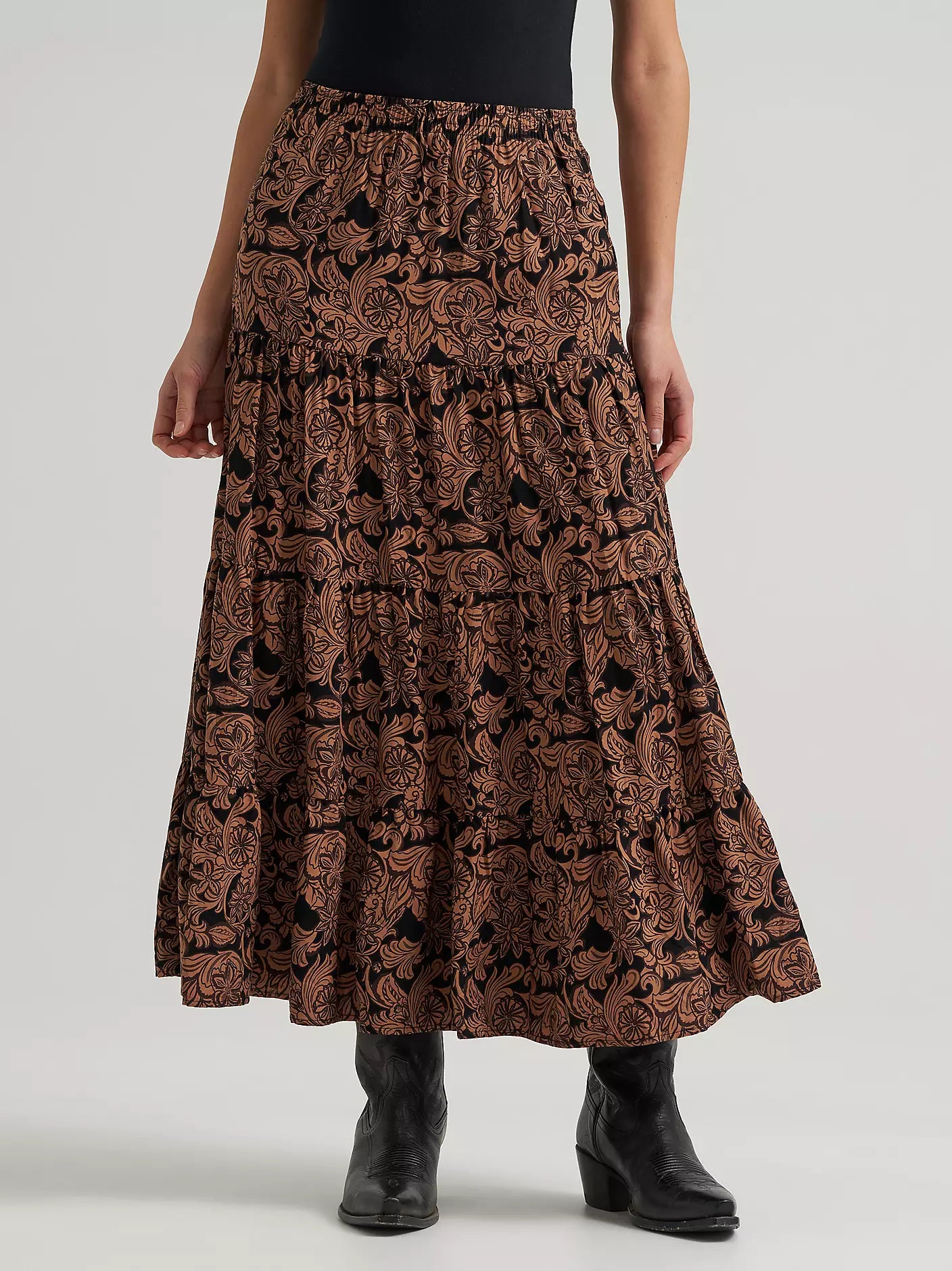 WOMEN'S WRANGLER PRINTED TIERED MAXI SKIRT 112382513