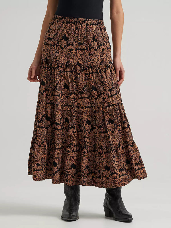 WOMEN'S WRANGLER PRINTED TIERED MAXI SKIRT 112382513