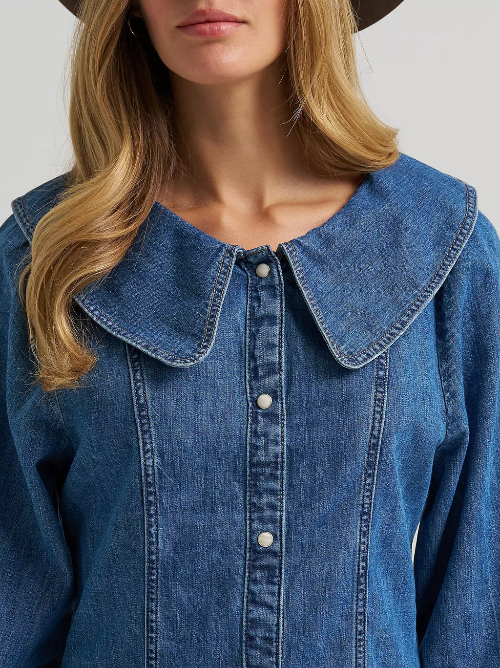 WOMEN'S PETER PAN COLLAR DENIM DRESS 112382547