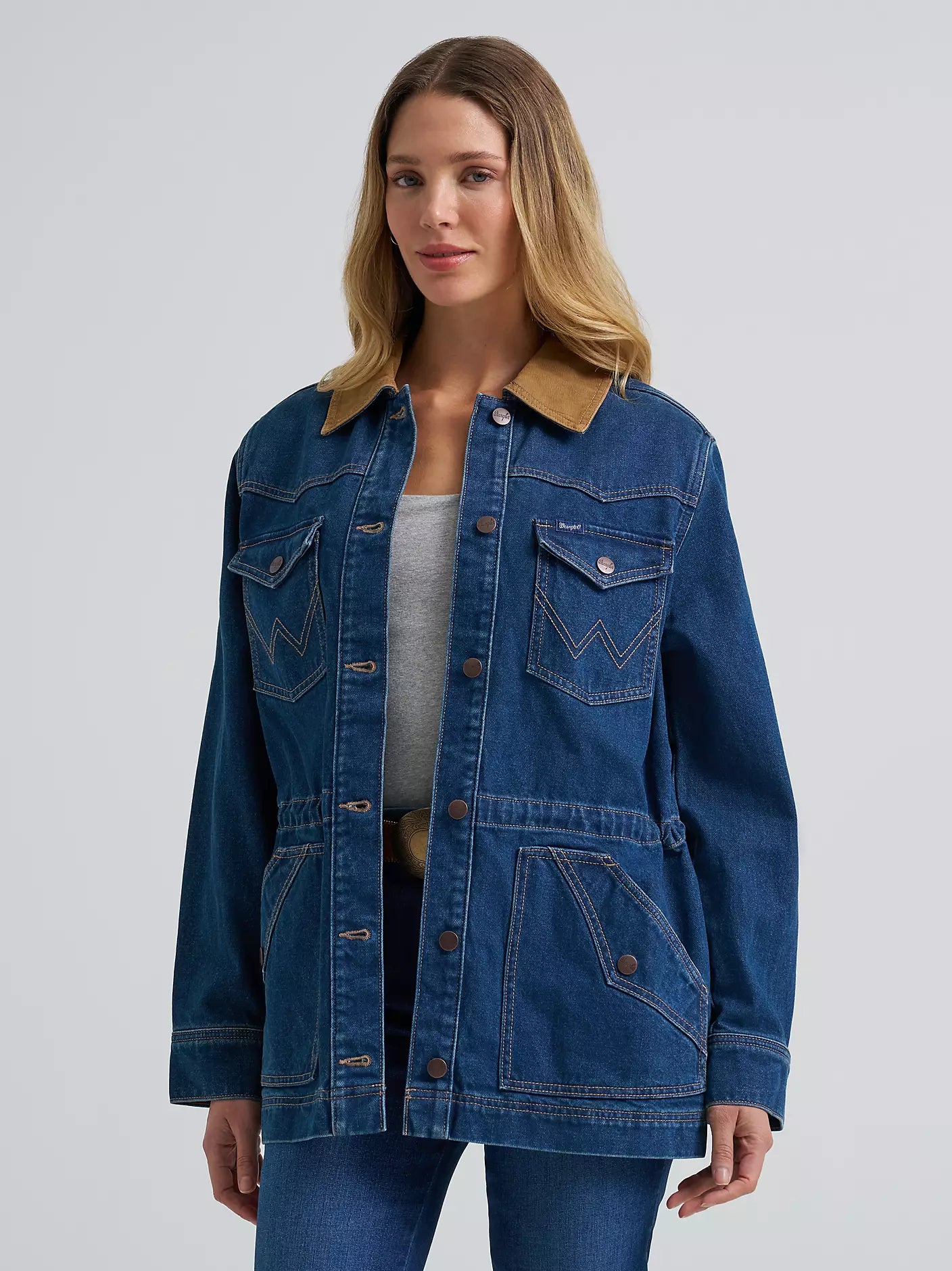 WOMEN'S DENIM CINCHED WAIST BARN JACKET 112382730