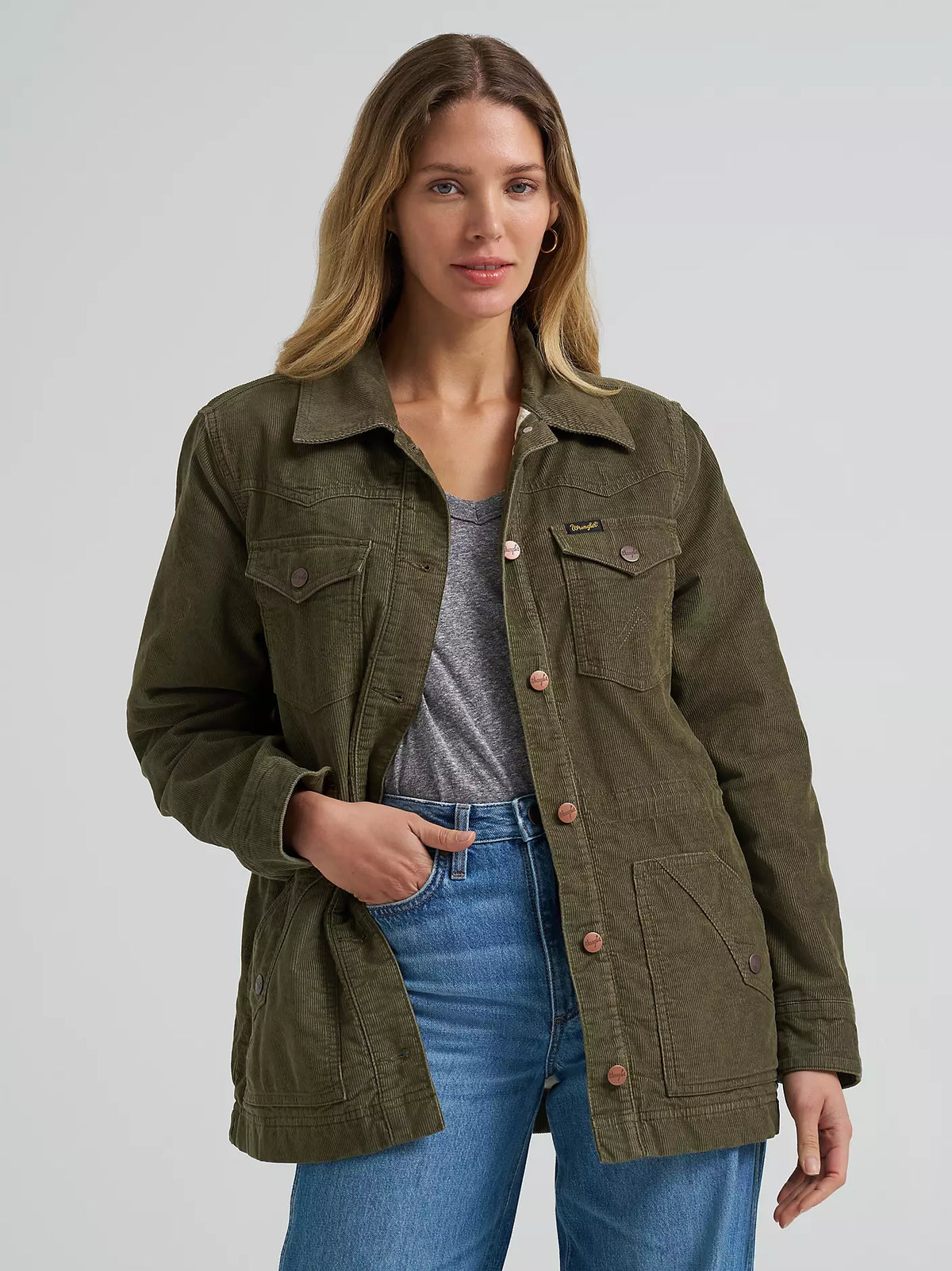 WOMEN'S CORDUROY QUILT-LINED BARN JACKET 112382739