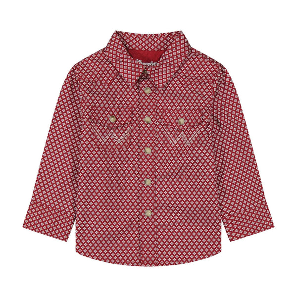 WRANGLER BABY BOY RED PRINT LONG SLEEVE SHIRT 112384733