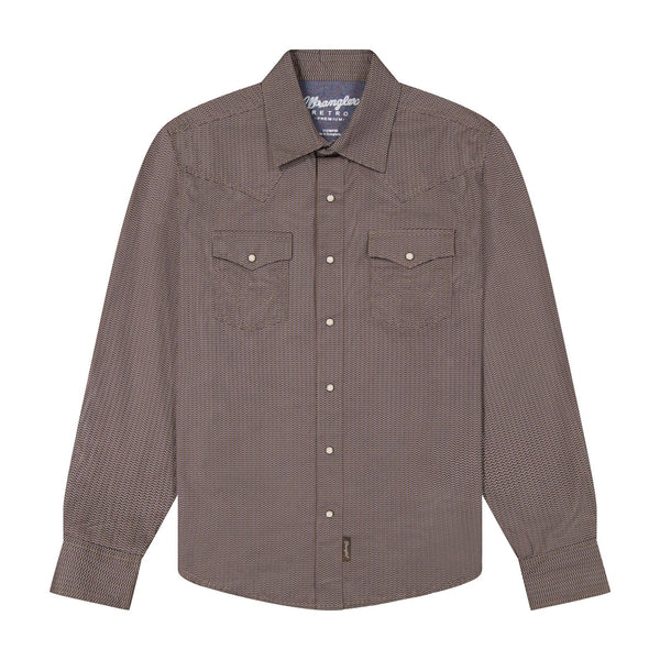 Wrangler Retro® Premium Long Sleeve Snap Shirt - Modern Fit - Rust Multi