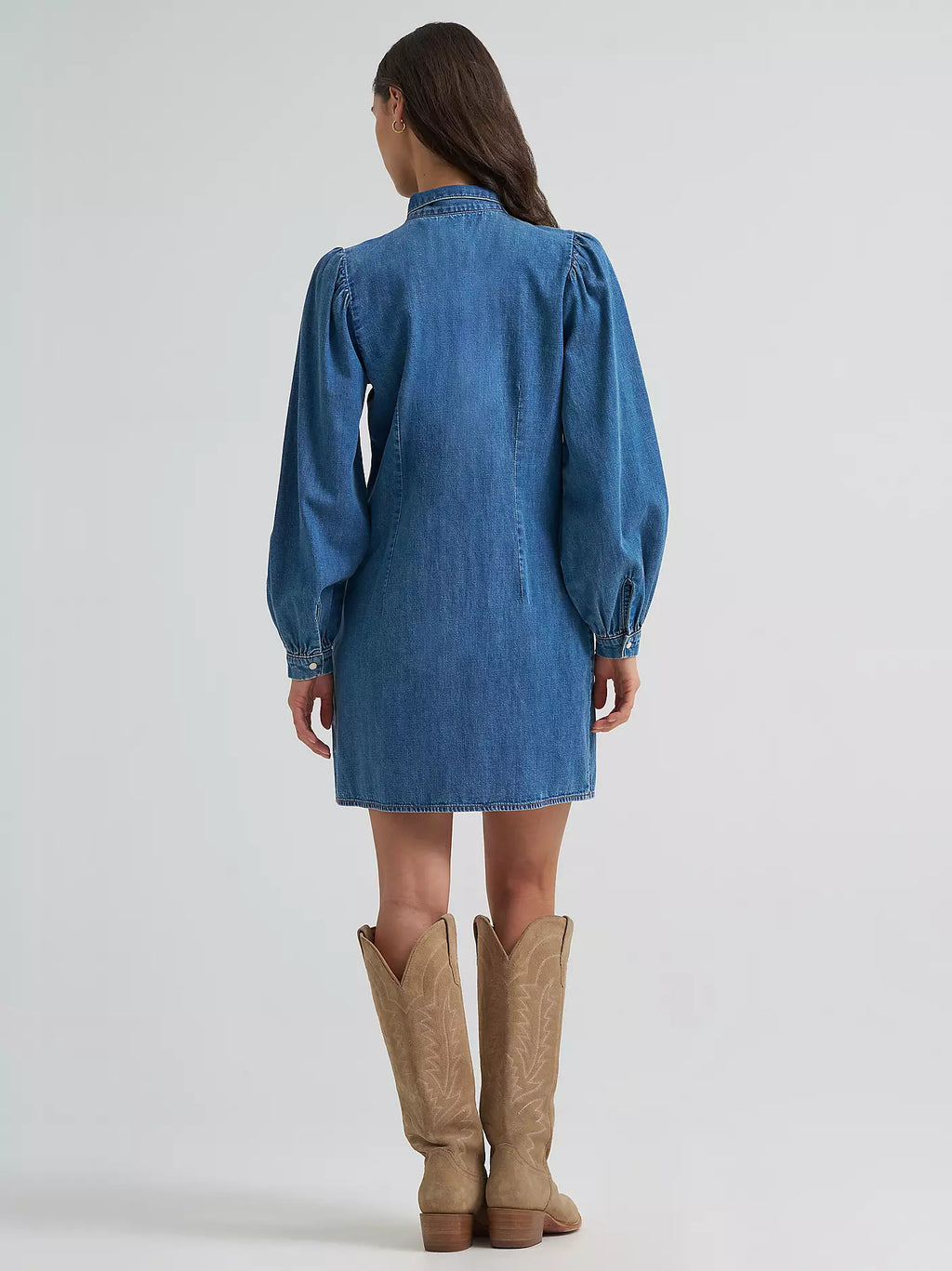 WOMEN'S WRANGLER DENIM TIE NECK SNAP DRESS 112385430