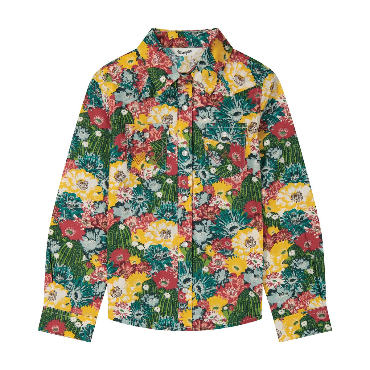 Wrangler® Girls Long Sleeve Snap Shirt - Green - 112385505