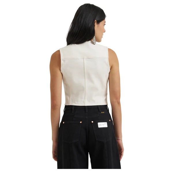 112385569 Wrangler Lainey Wilson Denim Vest - White