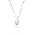 11A Kelly Herd Blue & Clear Horseshoe Necklace - Sterling Silver