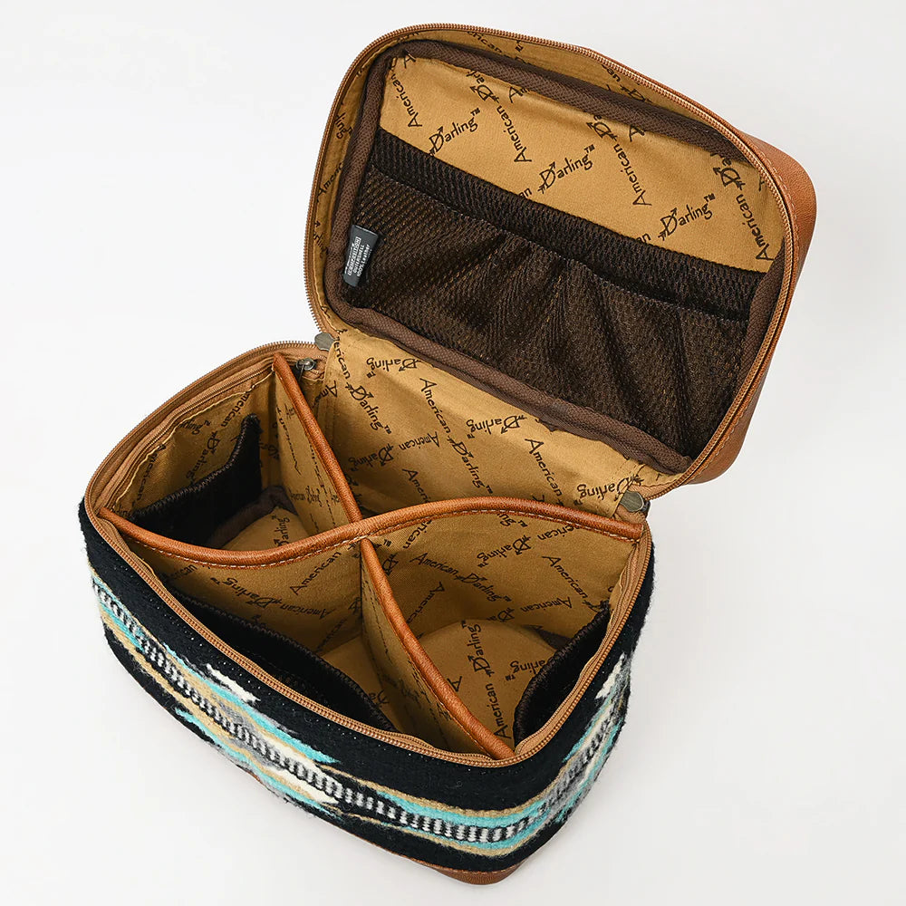 ADBG1320C American Darling Hand-Woven Saddle Blanket & Genuine Leather Western Jewelry Case