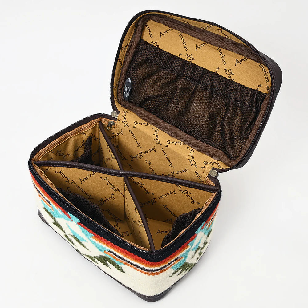 ADBG1320D American Darling Hand-Woven Saddle Blanket & Genuine Leather Western Jewelry Case