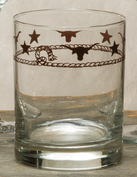 14oz whiskey, set of 4, stars & longhorns 203