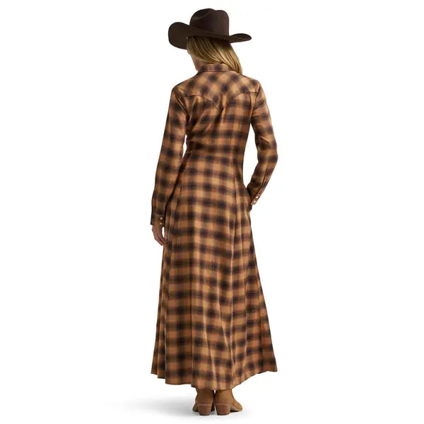 Wrangler Women's Western Flannel Maxi Shirt Dress 112382757