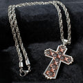 MEN'S LEATHER CROSS CHAIN NECKLACE D47018