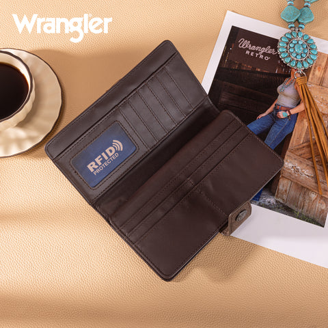 WG339-W080 Wrangler Western Floral Tooled RFID Wallet
