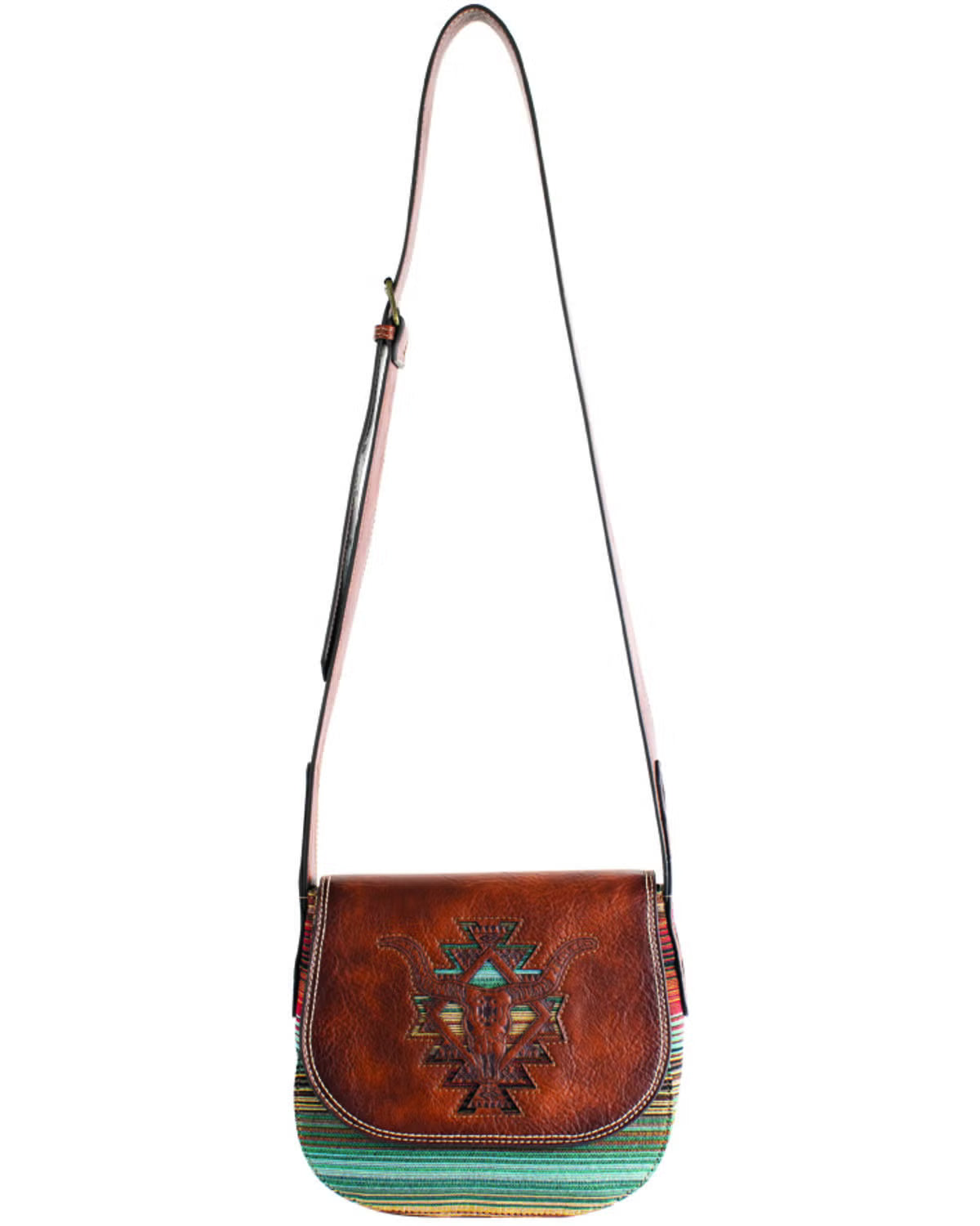 CATCHFLY WOMEN'S SOUTHWESTERN STEERHEAD CROSSBODY SADDLE BAG 2000433006