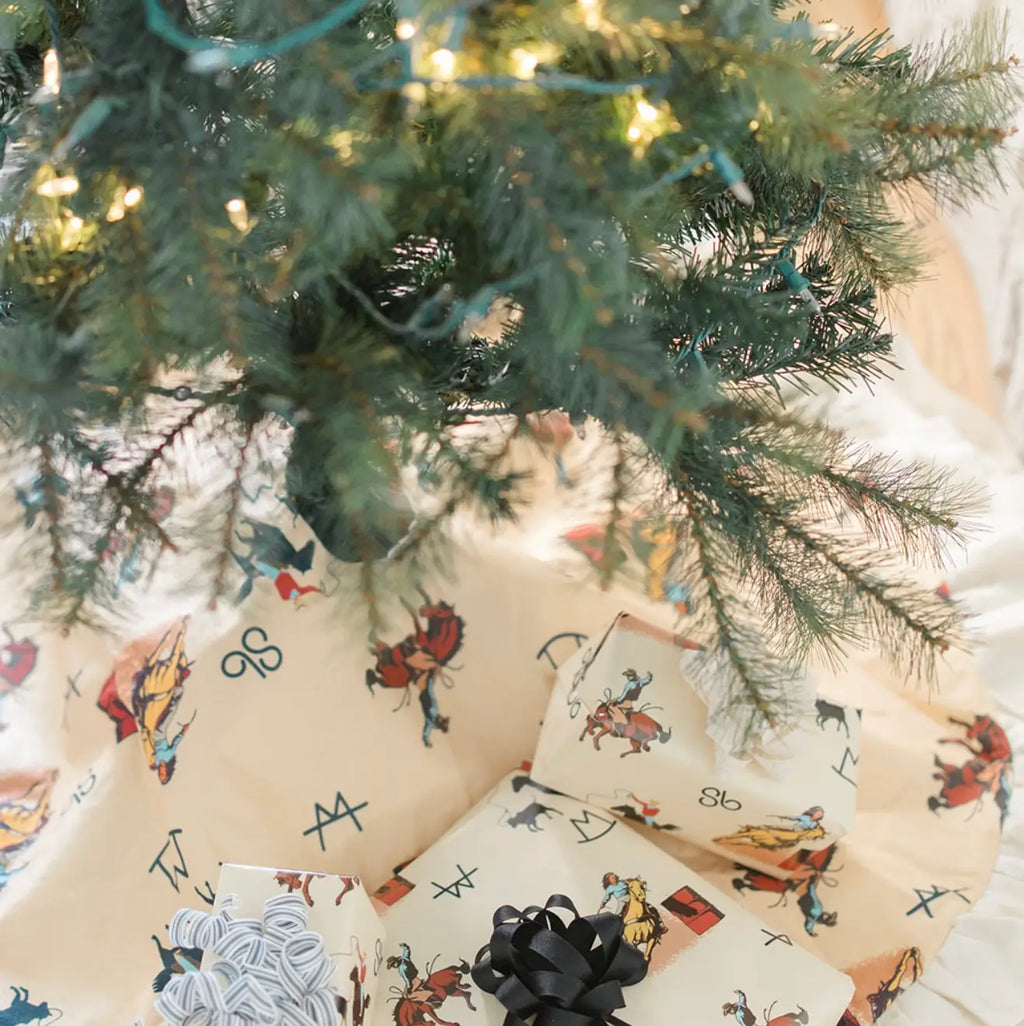 Vintage Cowboy Christmas Tree Skirt TRESKT008