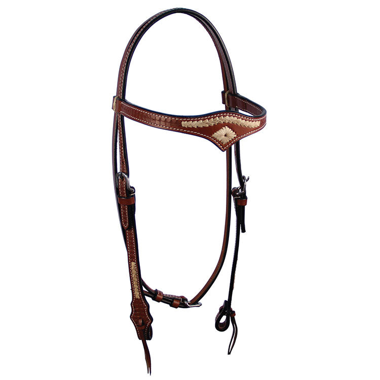 2608 CHT HEADSTALL CHESTNUT LEATHER W/NATURAL RAWHIDE
