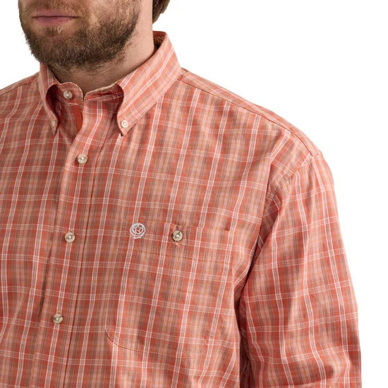 WRANGLER MENS SIENNA PLAID LONG SLEEVE BUTTON SHIRT 112352719