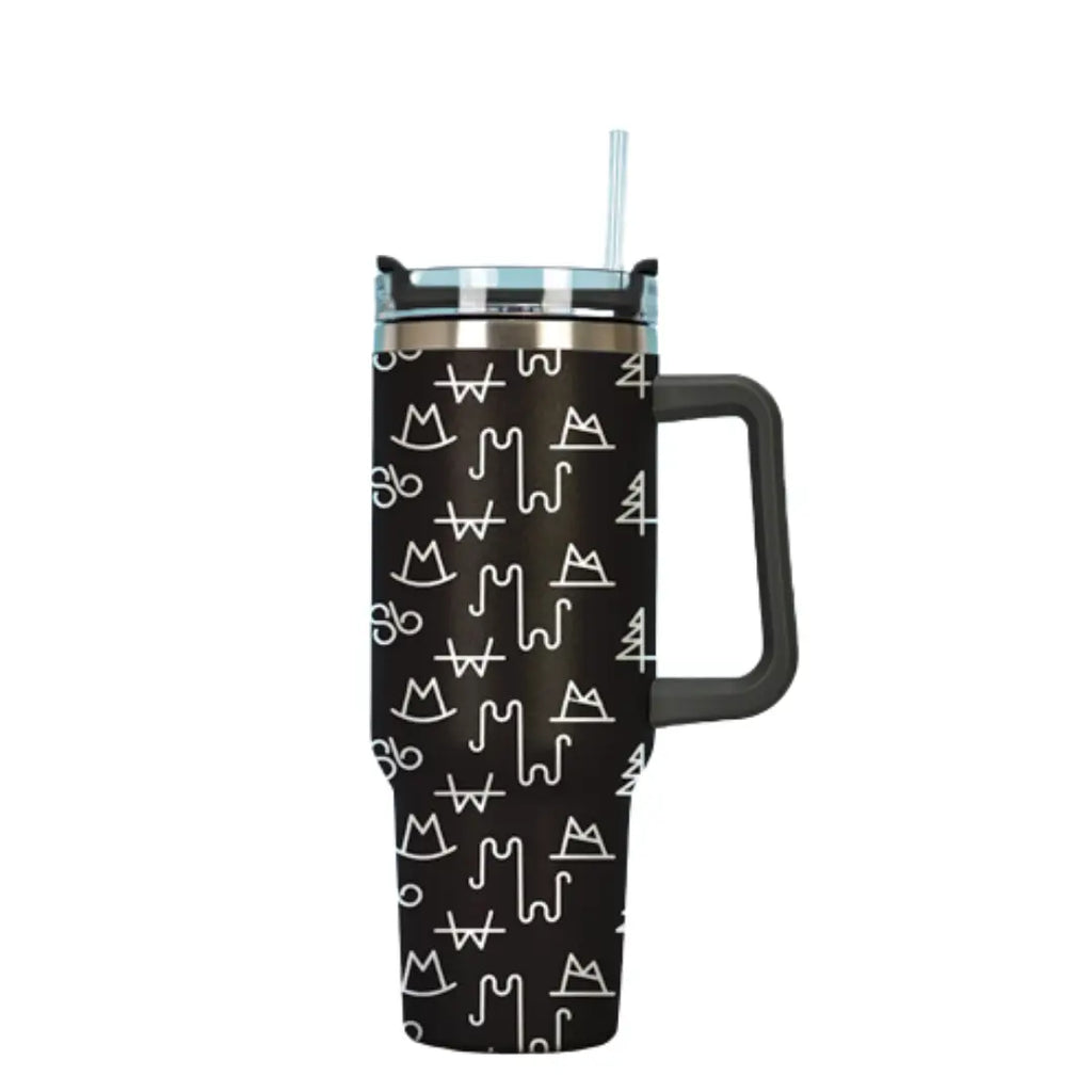 Black Brand Tumbler with Handle TMBLR004
