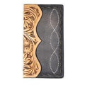 3D Mens Rodeo Style Wallet Hand Tooled Floral Buck Lace Black Brown D2500123107