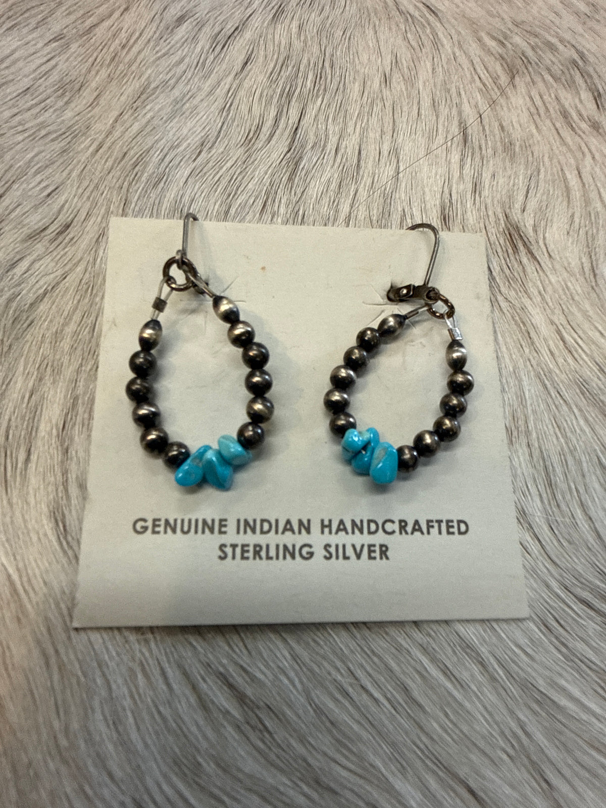 3 stone turquoise & pearl earrings