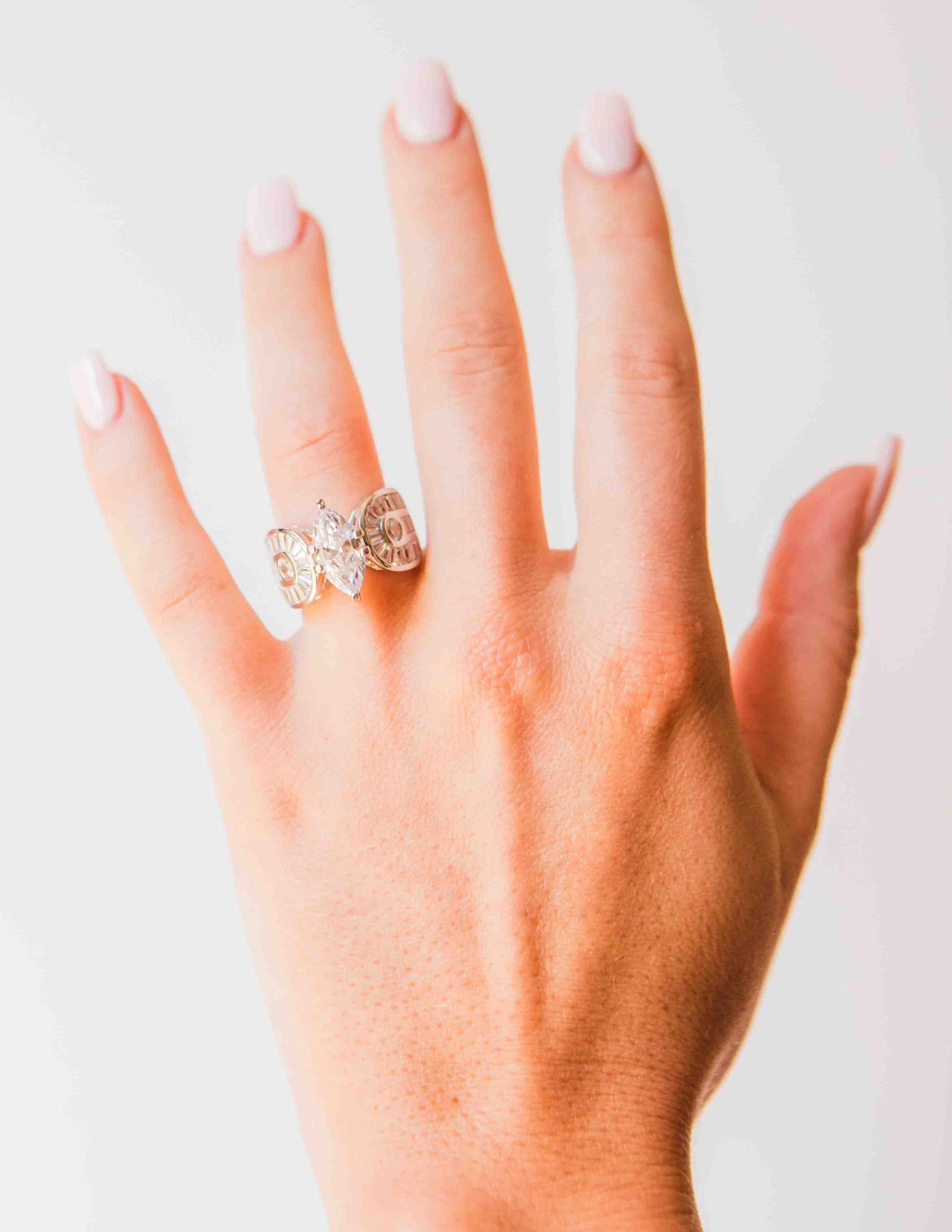 Kelly Herd Horseshoe Marquise Ring - Sterling Silver 4B