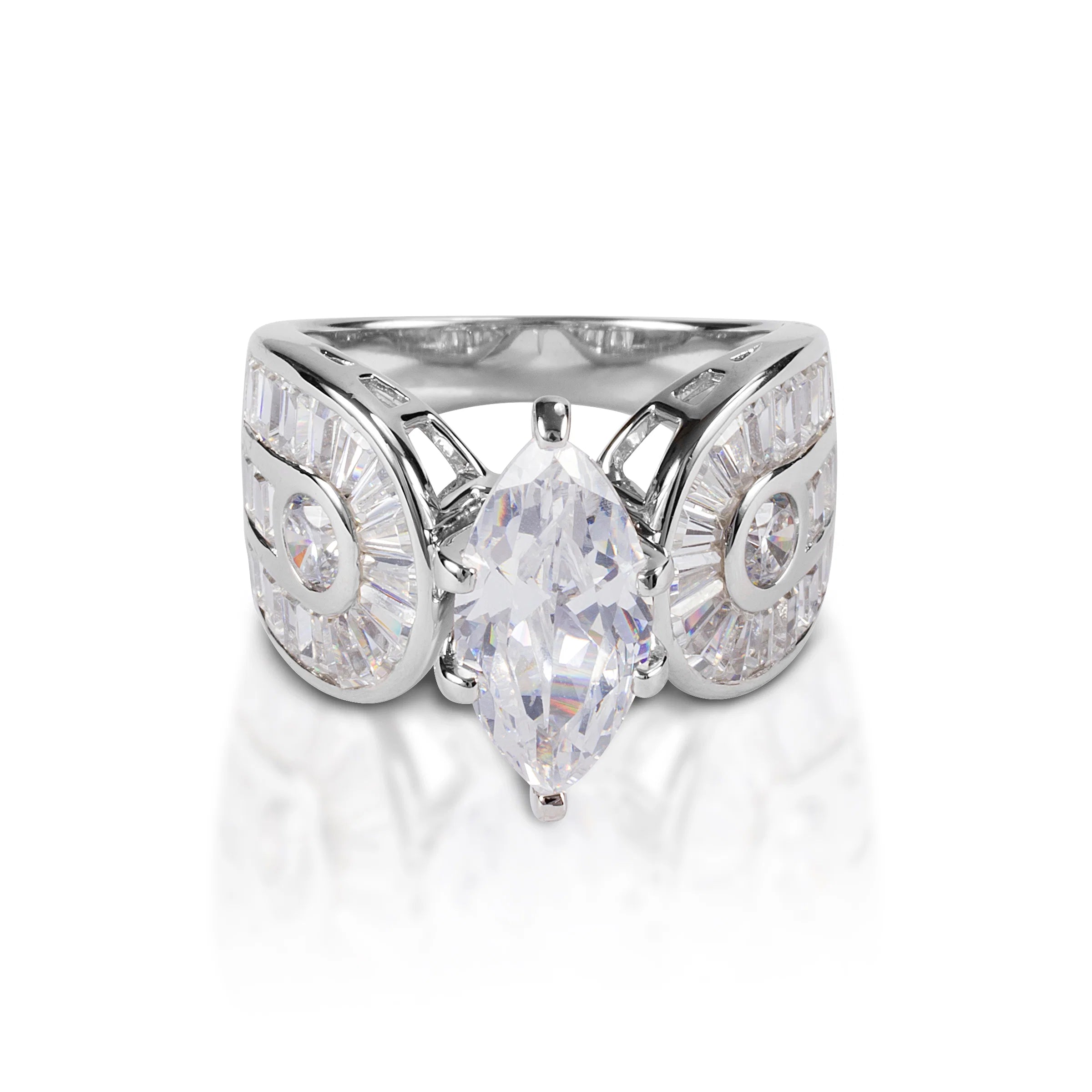 Kelly Herd Horseshoe Marquise Ring - Sterling Silver 4B