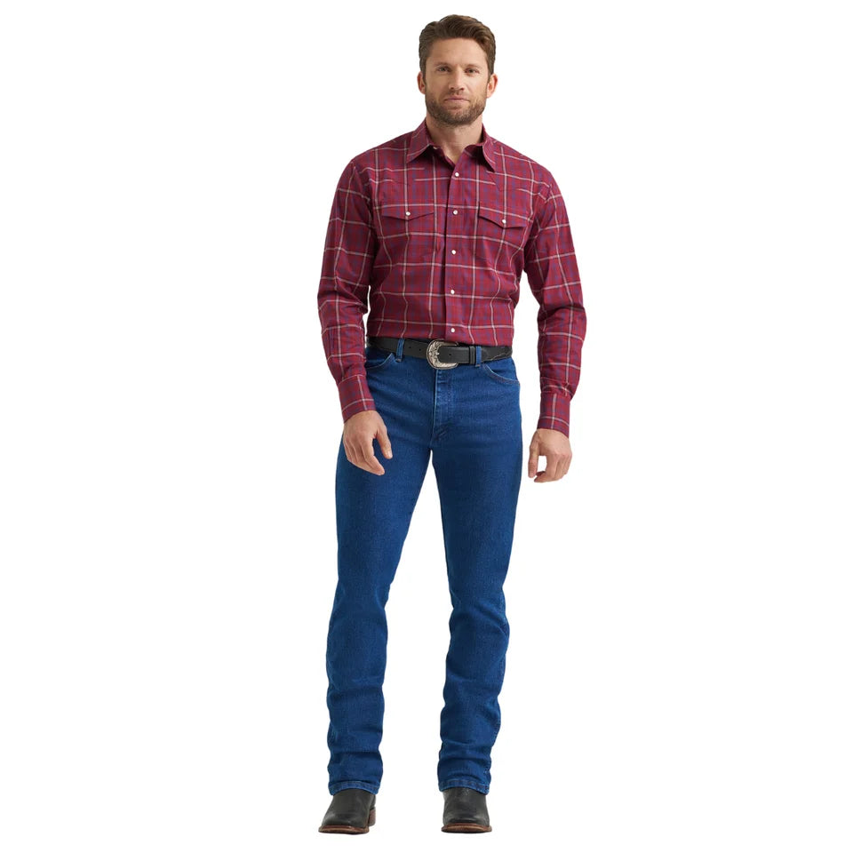 WRANGLER MEN'S BURGUNDY LONG SLEEVE CLASSIC FIT SHIRT 112369263