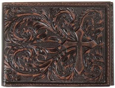 Nocona Western Wallet Mens Bifold Scroll Cross Medium Brown N5417344