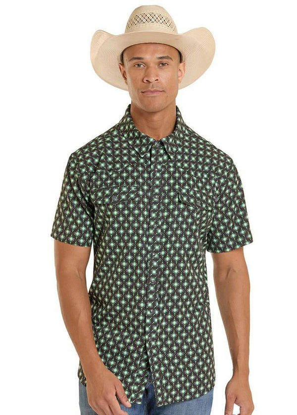 Rock & Roll TEK CORE GEO PRINT SS BLACK & GREEN BMN3S08699