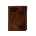 Ariat® Men's Brown Distressed USA Flag Tri-Fold Wallet A3545402