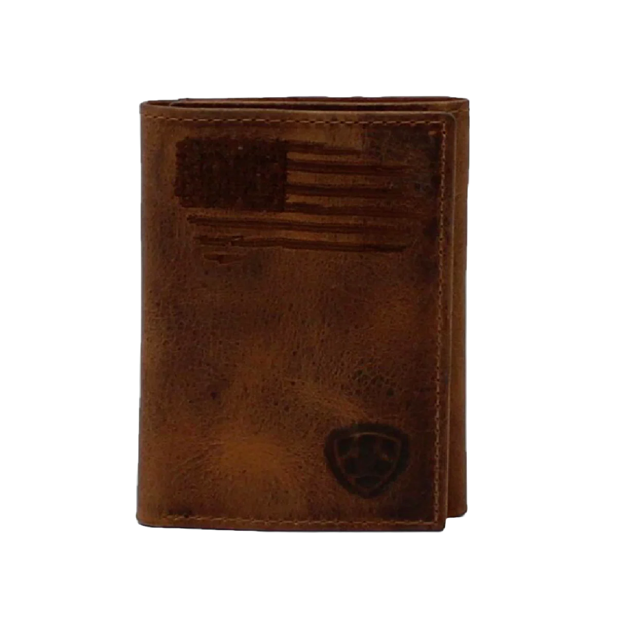 Ariat® Men's Brown Distressed USA Flag Tri-Fold Wallet A3545402
