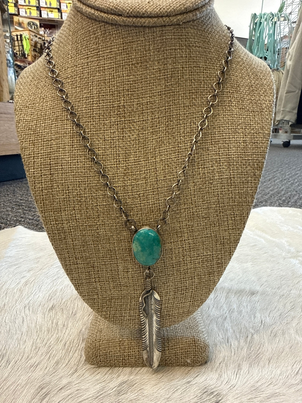 Turquoise Feather Necklace 018491