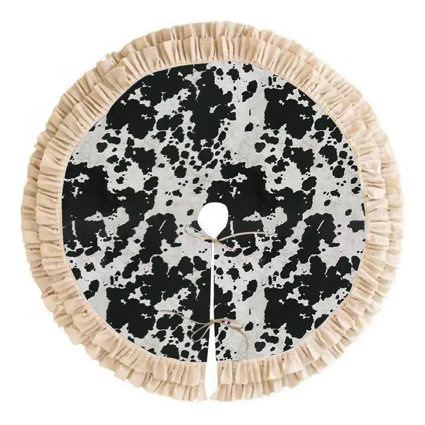 Black Cowhide Christmas Tree Skirt TRESKT003