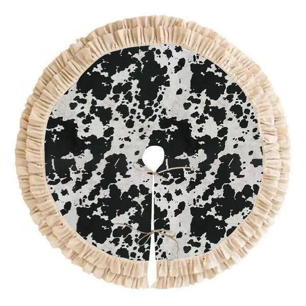 Black Cowhide Christmas Tree Skirt TRESKT003