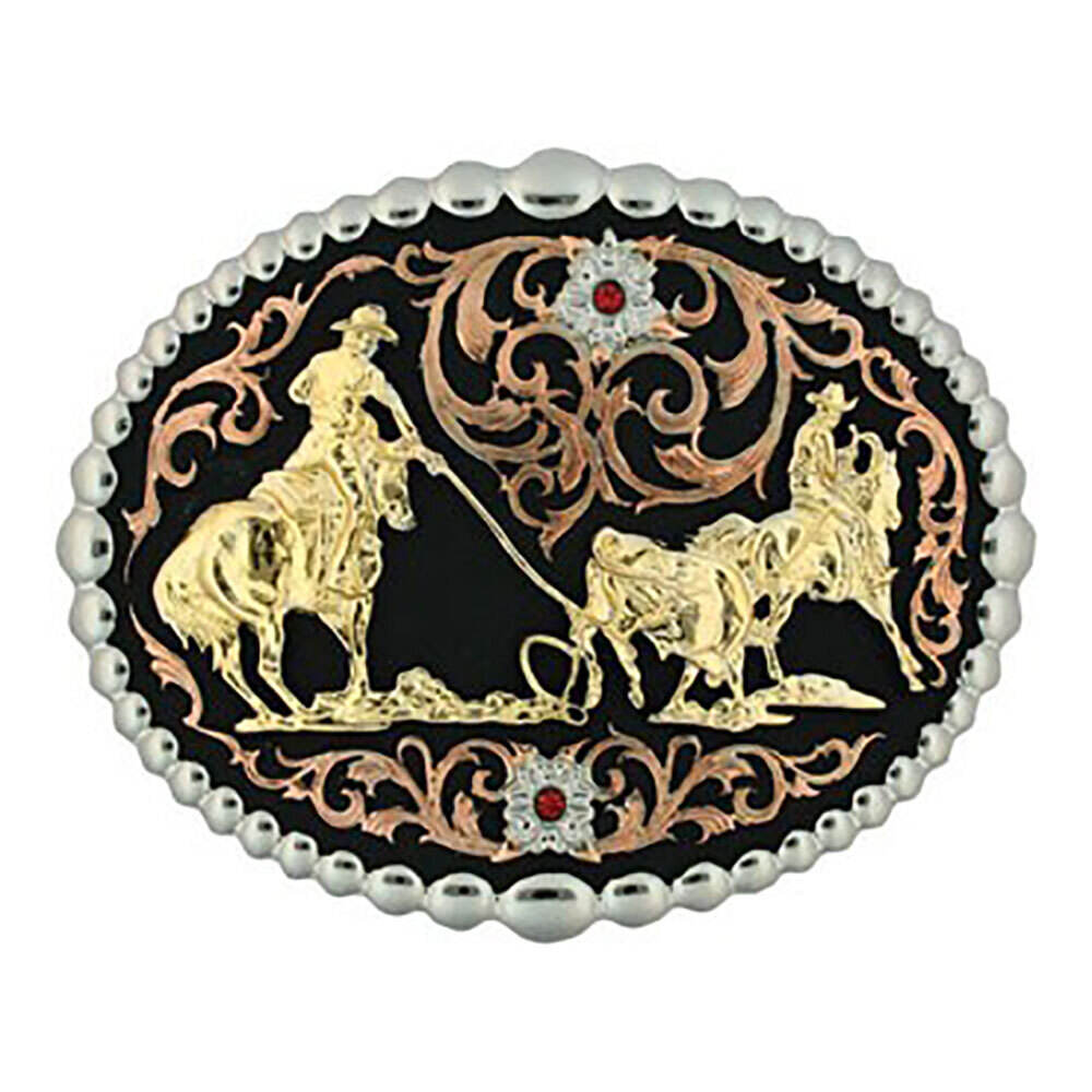 60969 Tri Color Team Roper Attitude Belt Buckle