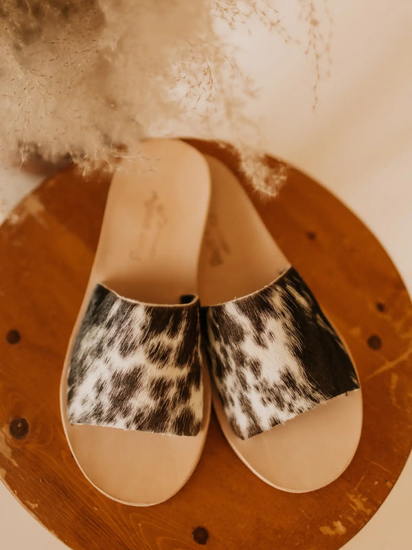 Nadia Cowhide Slides
