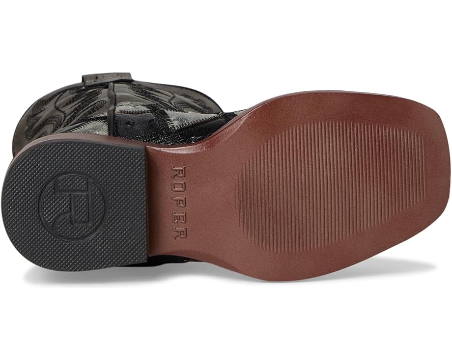 ROPER KIDS BLACK/SILVER OSTRICH CHECKED BOOT